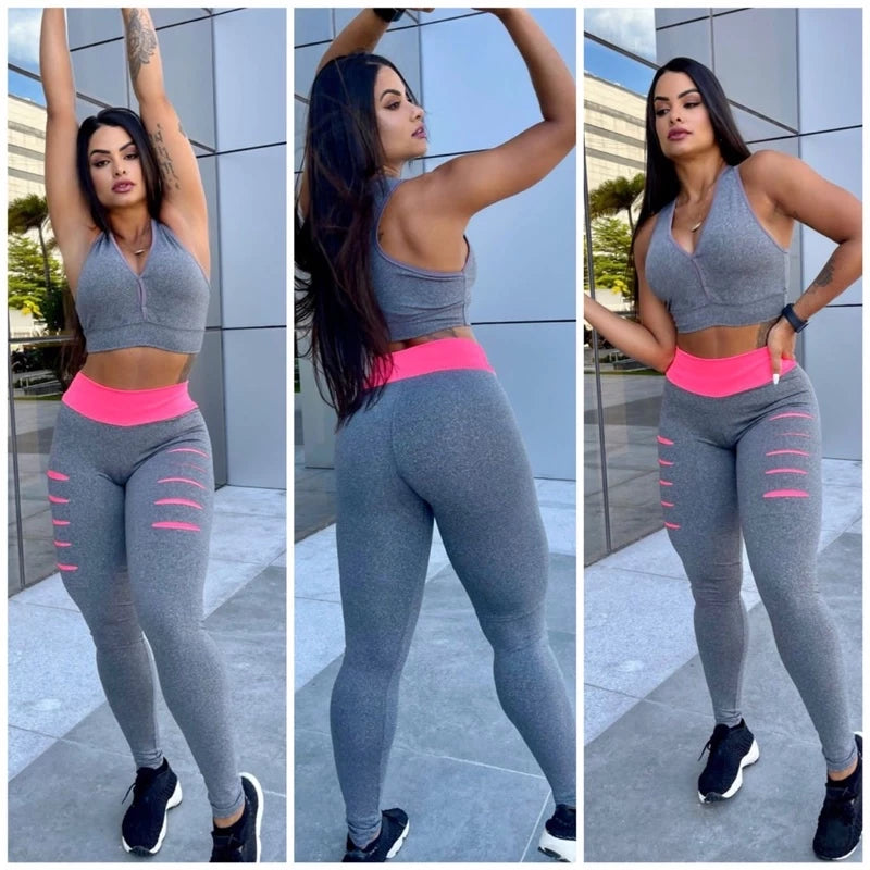 conjunto calça legging  mais top fitness calça feminina academia tendência