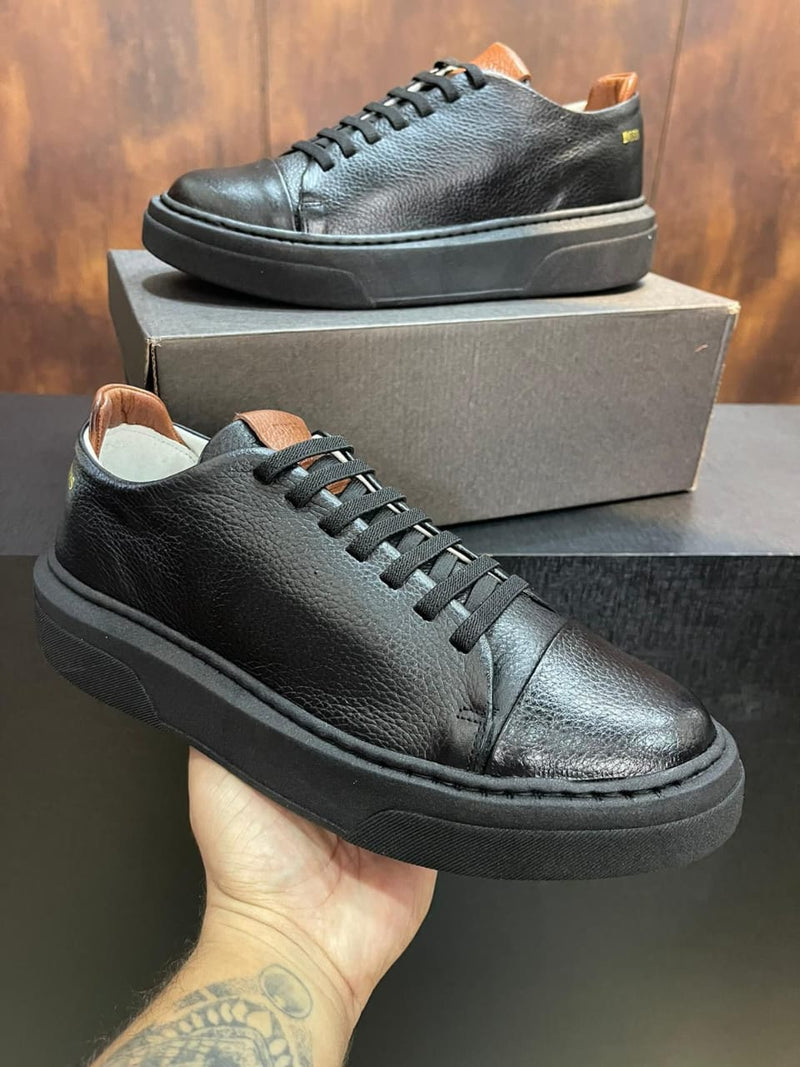 Tênis De Couro Polido Com Sola De Borracha HUGO BOSS