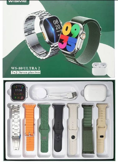 WS80 ULTRA 2 | +Fone bluetooth | Kit 7 pulseiras | Toque duplo | ultima  geração