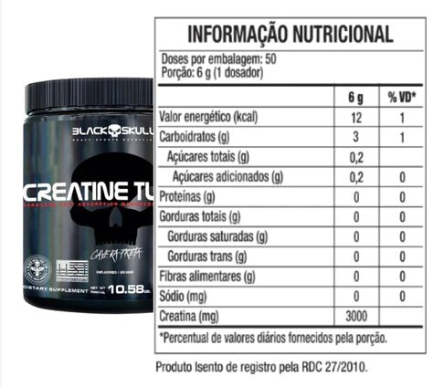 Kit 3x Creatina Monohidratada 300g (cada) Creatine turbo Blackskull USA