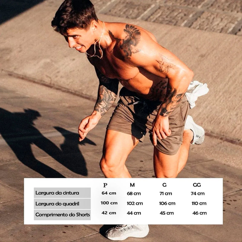Kit 3 Bermudas 2 em 1 DryFit Masculinas costura dupla super resistente