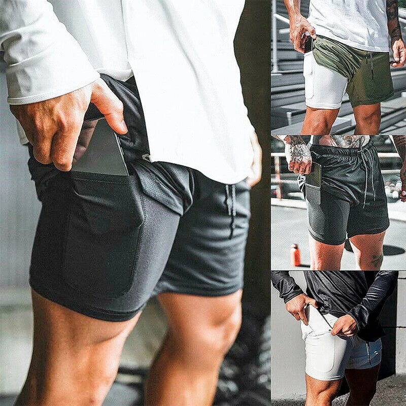 Kit 3 Bermudas 2 em 1 DryFit Masculinas costura dupla super resistente