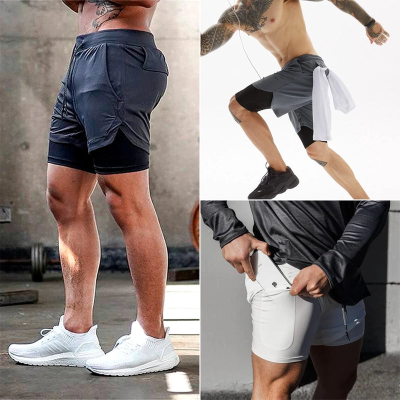 Kit 3 Bermudas 2 em 1 DryFit Masculinas costura dupla super resistente
