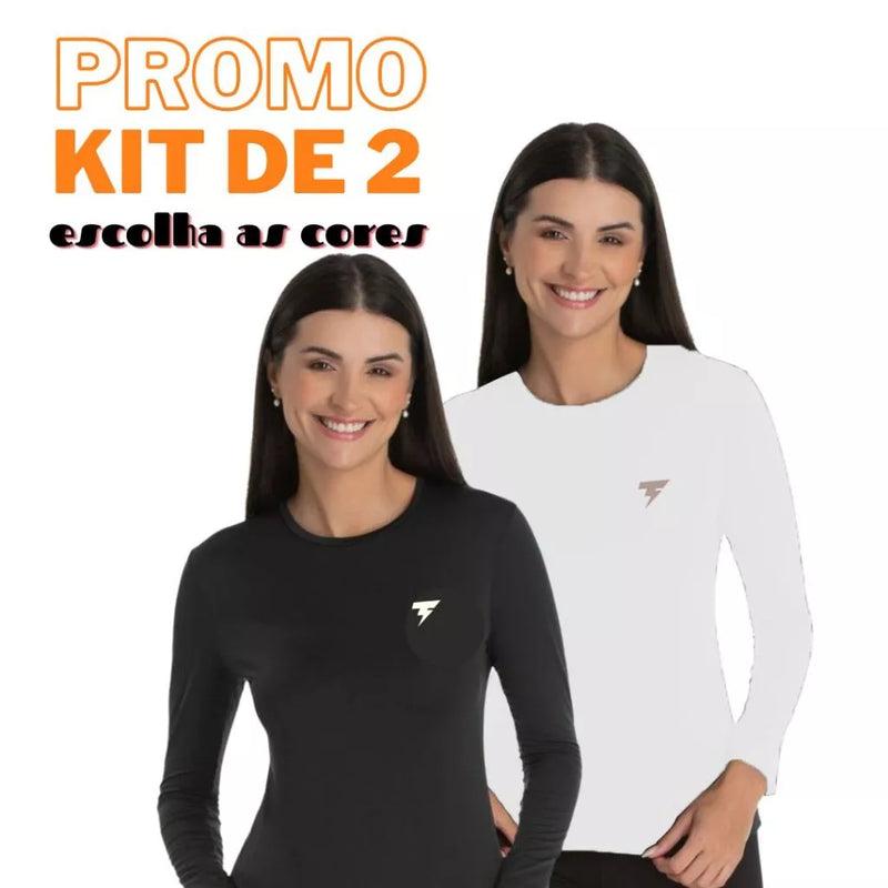 Kit 2 Camiseta Feminina Proteção Solar UV+50 Segunda Pele Moda Praia