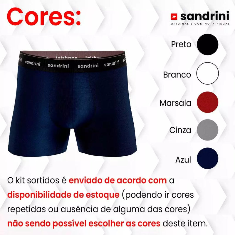 Kit 10 Cuecas Sandrini Boxer Algodão Box Atacado Masculina Adulto Promoção