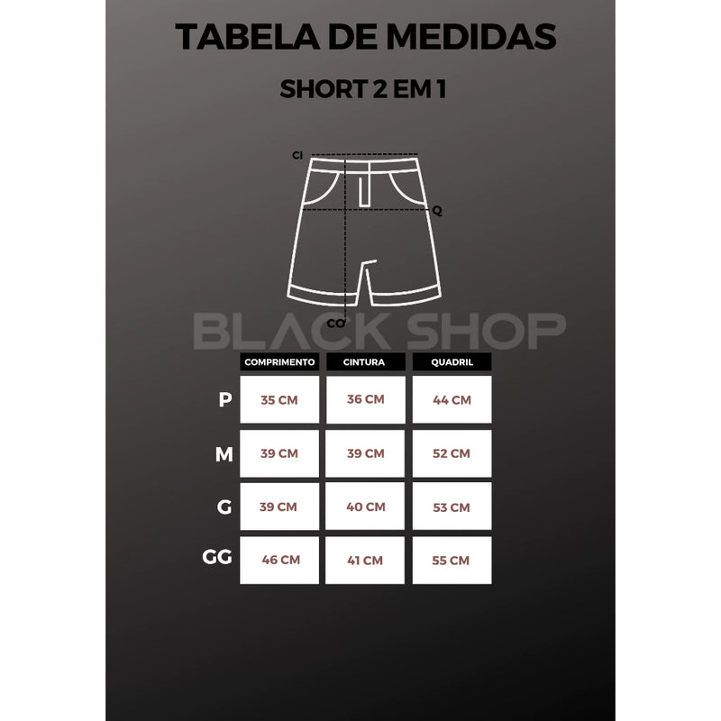 Bermuda Elastano Short Dry Fit 2 em 1 Academia Masculina Treino Corrida