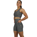 Shorts Feminino Para Corrida De Compressão Com Bolso Lateral