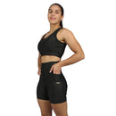 Shorts Feminino Para Corrida De Compressão Com Bolso Lateral