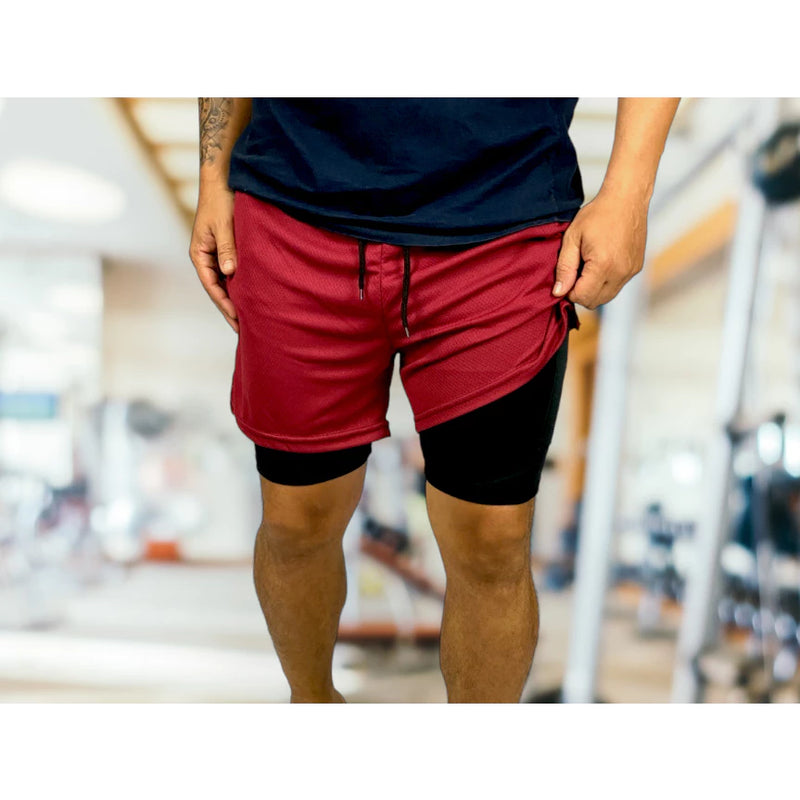 Bermuda Short Under Armour Masculino 2 em 1 Forro Duplo Fitness para Atividades físicas academia