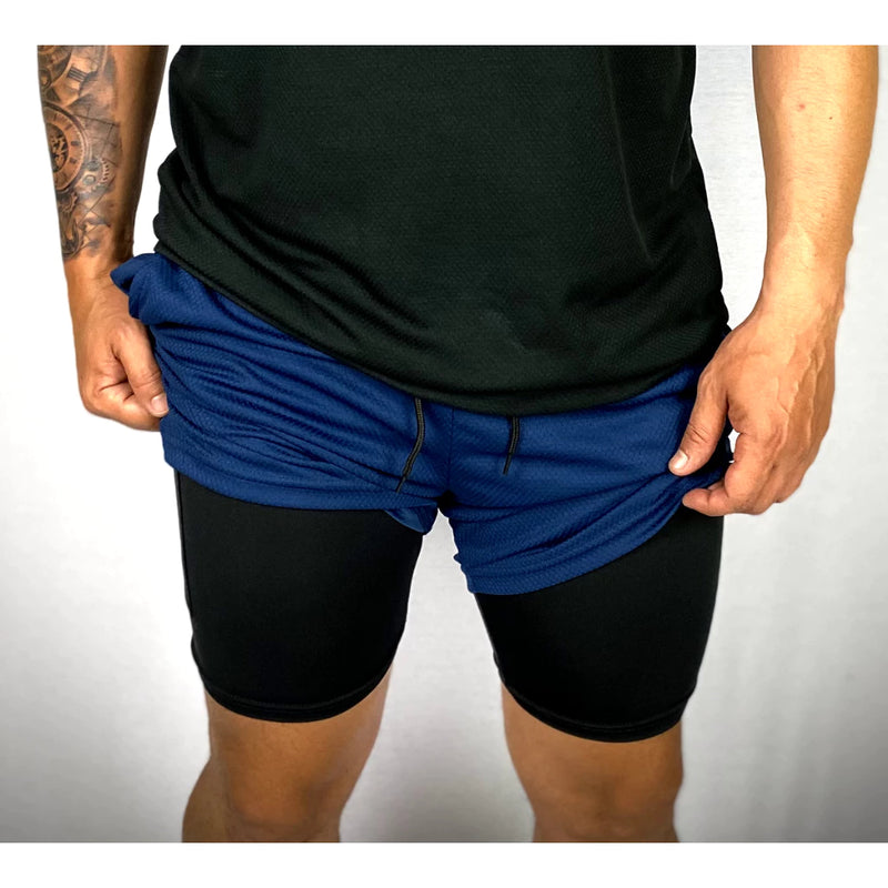 Bermuda Short Under Armour Masculino 2 em 1 Forro Duplo Fitness para Atividades físicas academia