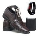 Sapato Social Masculino Confortável Elegante com Carteira Cinto e Relógio