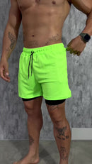 Bermuda Elastano Short Dry Fit 2 em 1 Academia Masculina Treino Corrida