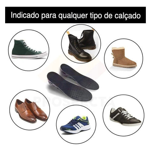 Palmilha amortecedor  Eleva Até 7cm com Conforto